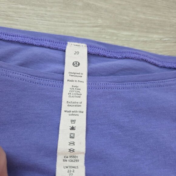 Lululemon Purple Back In Action Boat Neck Short Sleeve Top Womens Size 20 - Picture 8 of 16